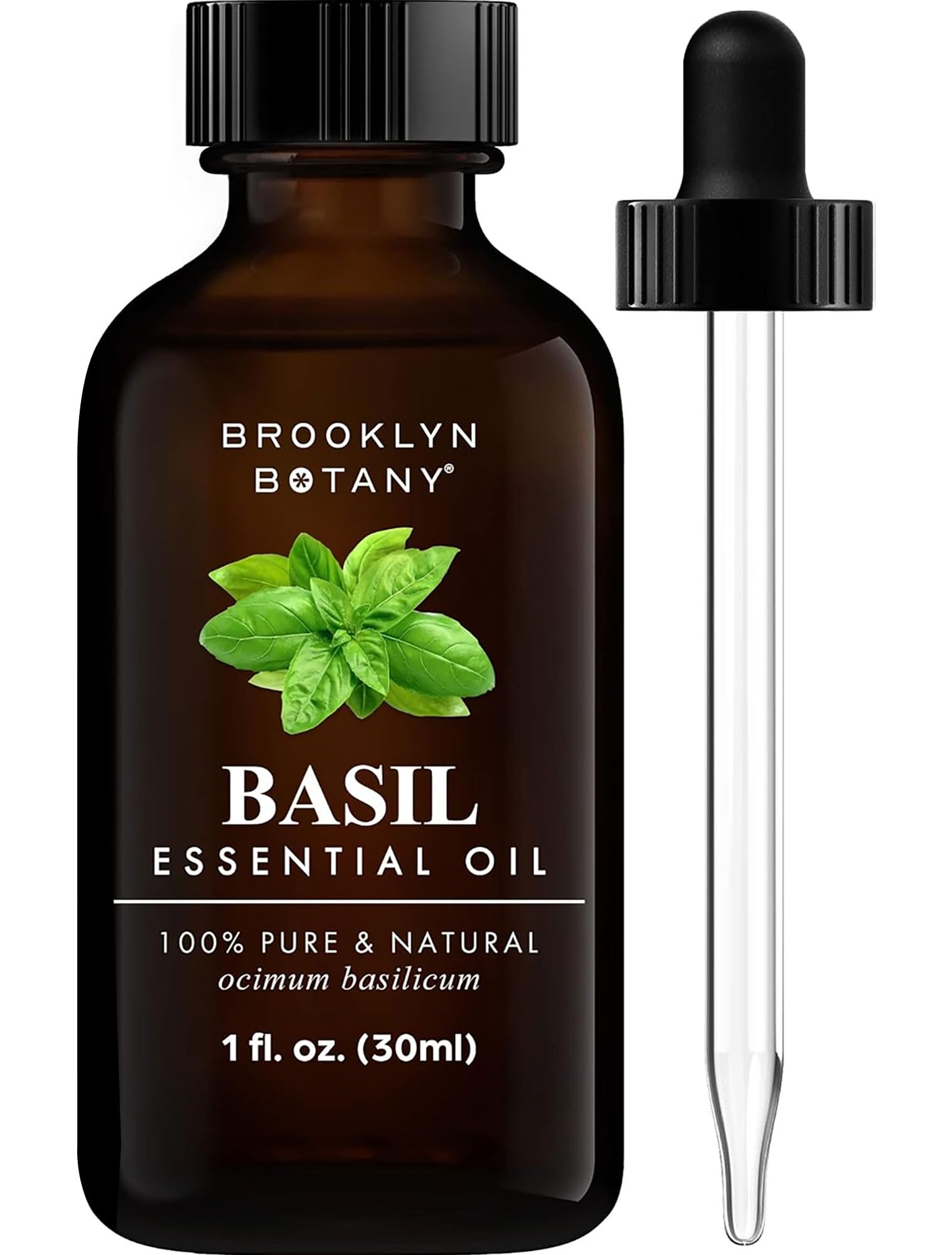 Brooklyn Botany Basil Essential Oil bottle for uplifting aromatherapy sessions