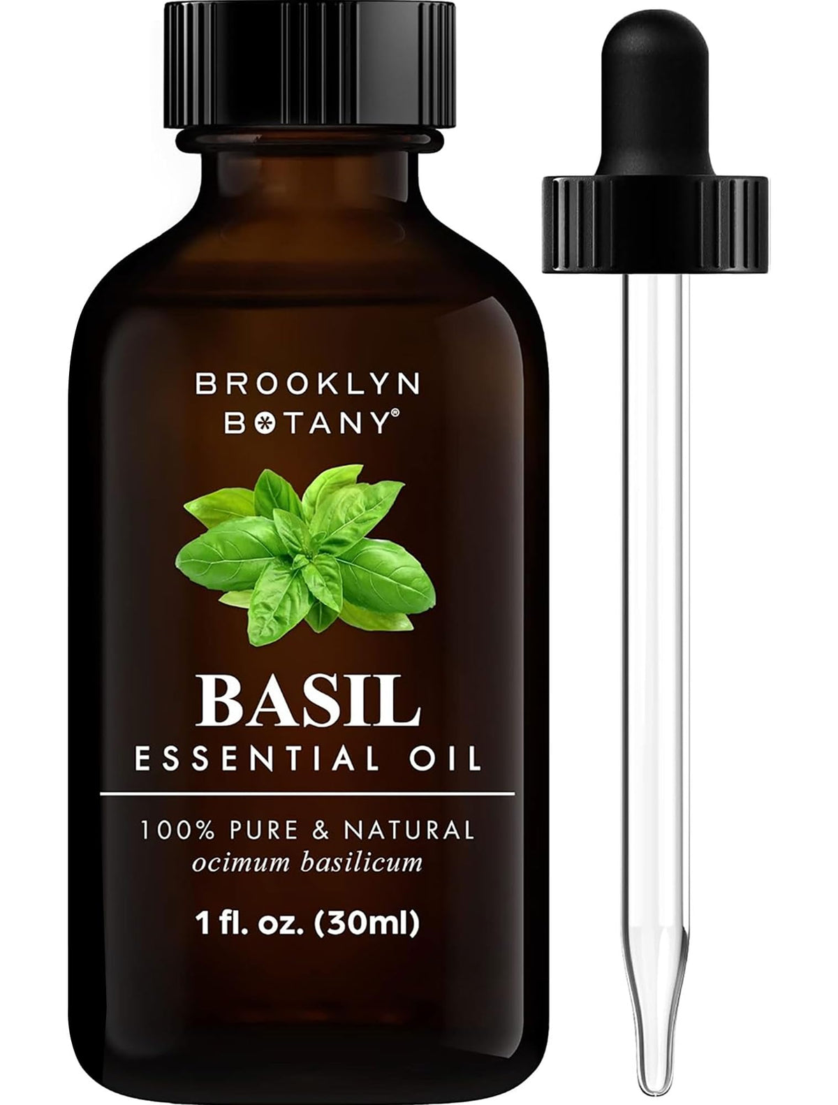 Brooklyn Botany Basil Essential Oil bottle for uplifting aromatherapy sessions