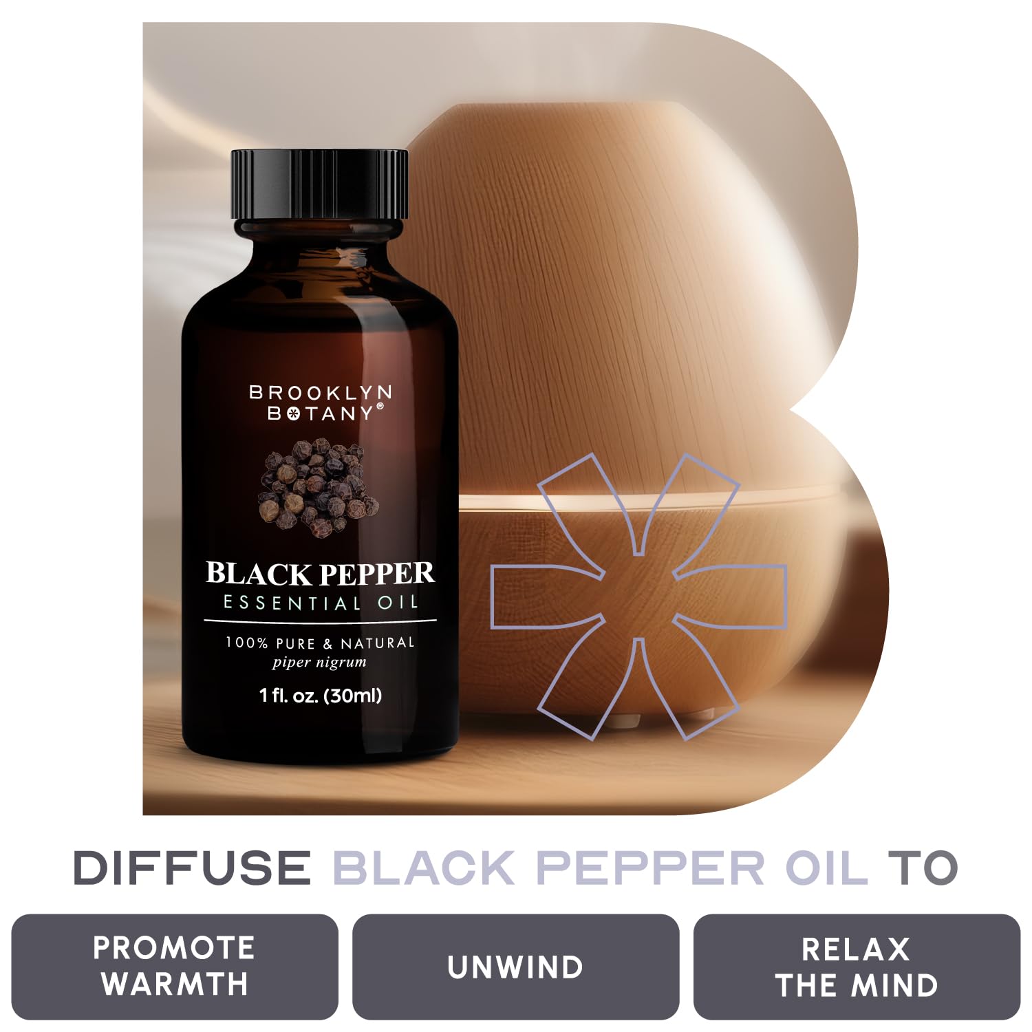 Brooklyn Botany Black Pepper Oil bottled in the USA ensures traceability and purity