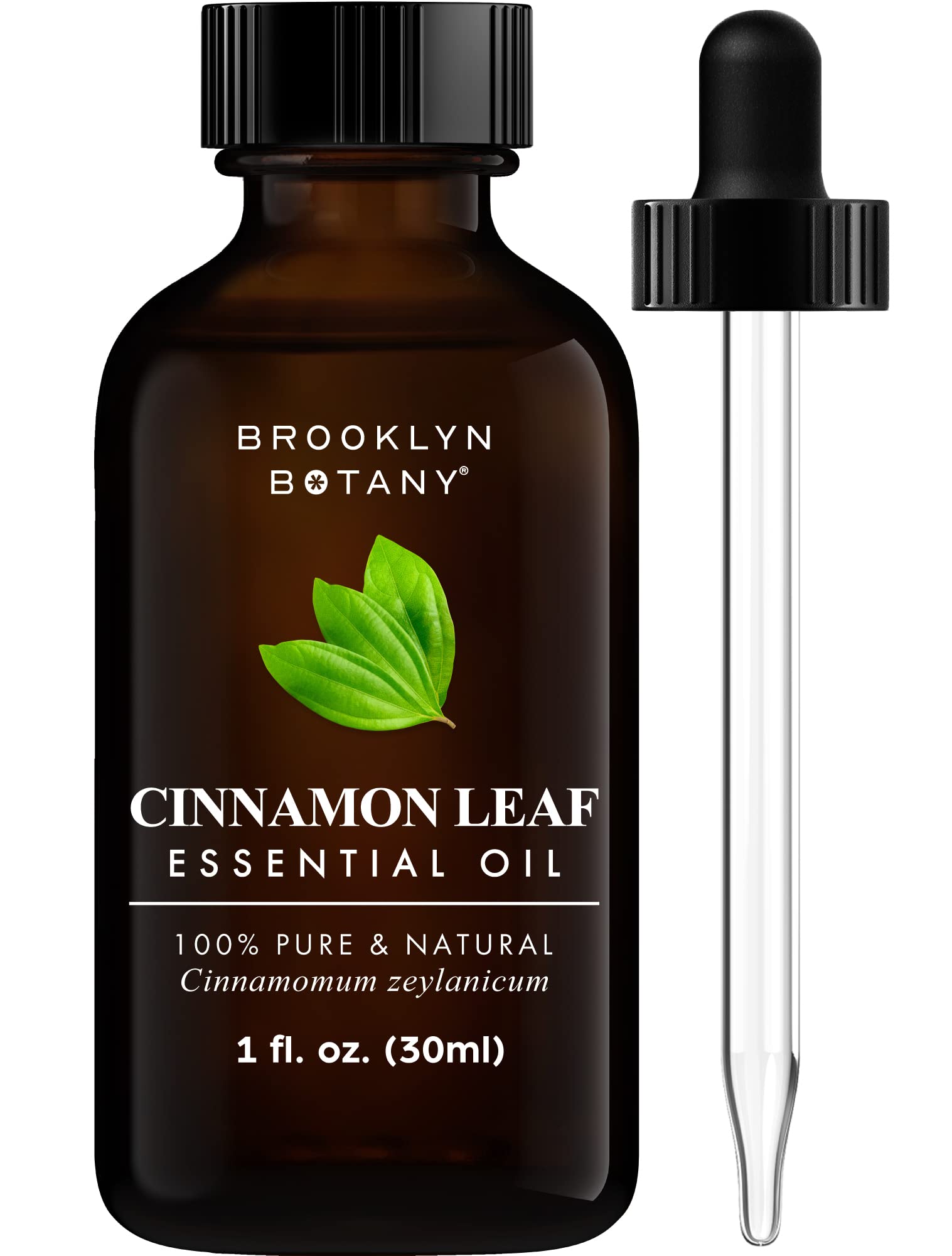 Brooklyn Botany Cinnamon Leaf Essential Oil in amber bottle ready for diffusion.