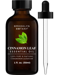 Brooklyn Botany Cinnamon Leaf Essential Oil in amber bottle ready for diffusion.