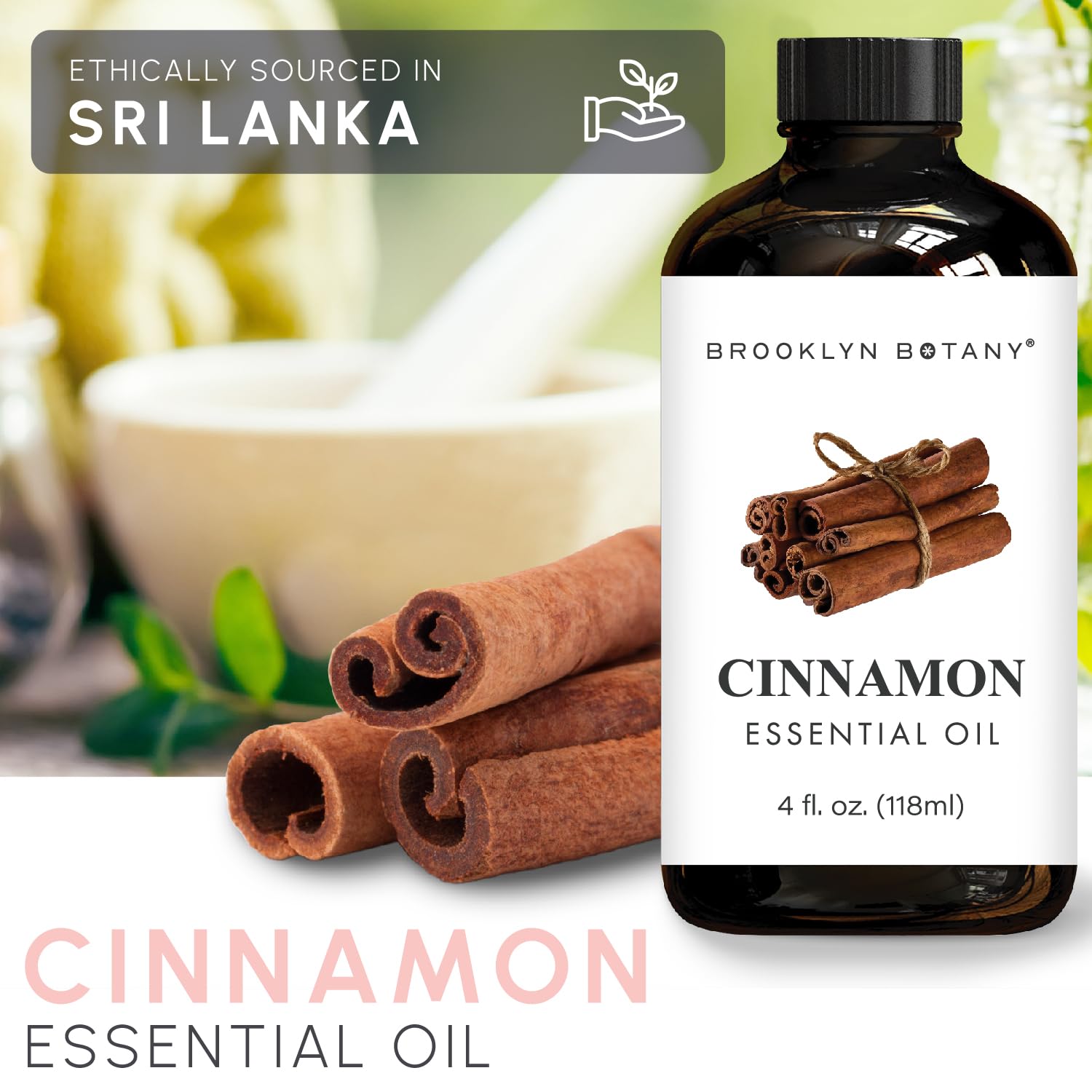Brooklyn Botany Cinnamon Oil with blends to enhance room ambiance.