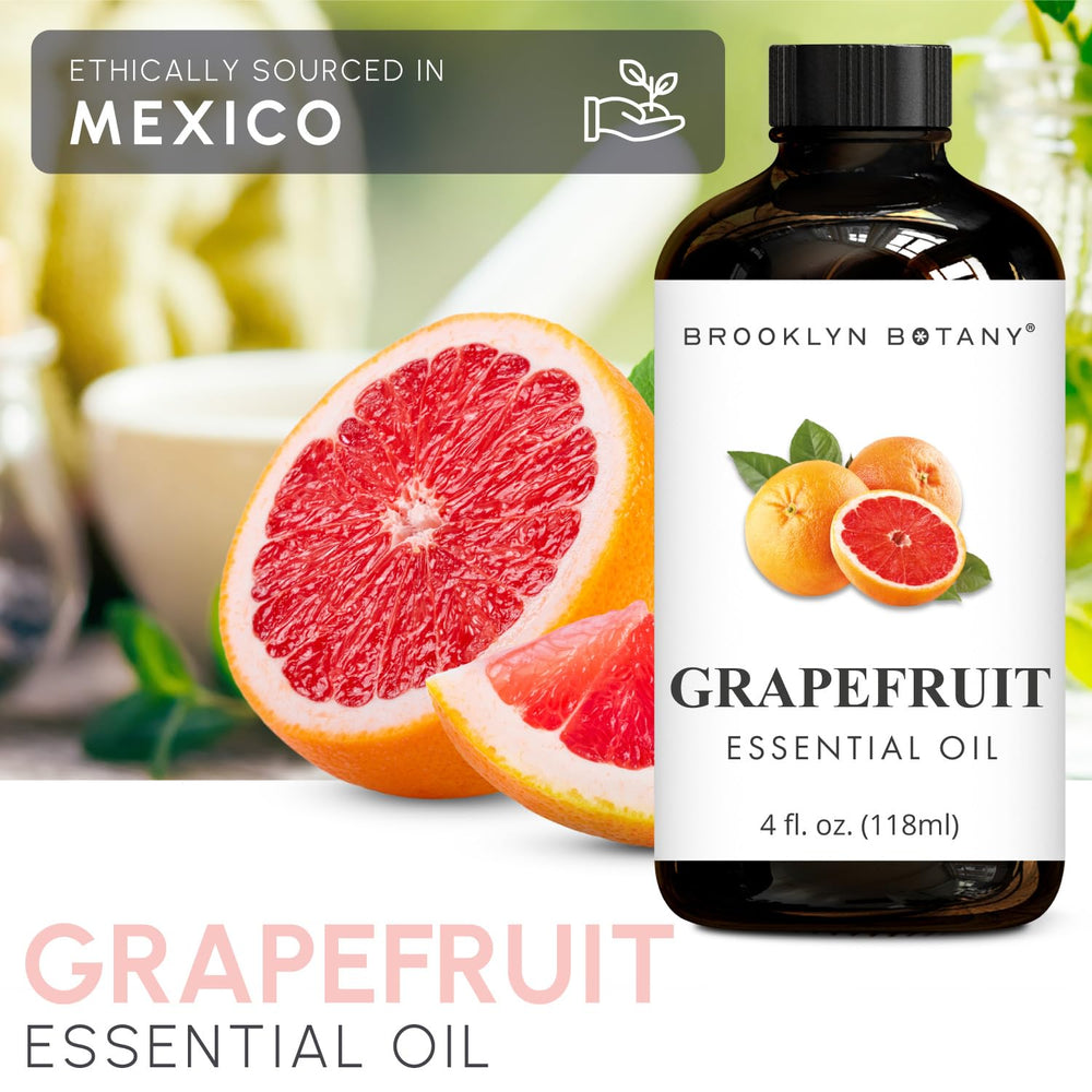 Brooklyn Botany Grapefruit oil labeled in amber bottle for premium quality.