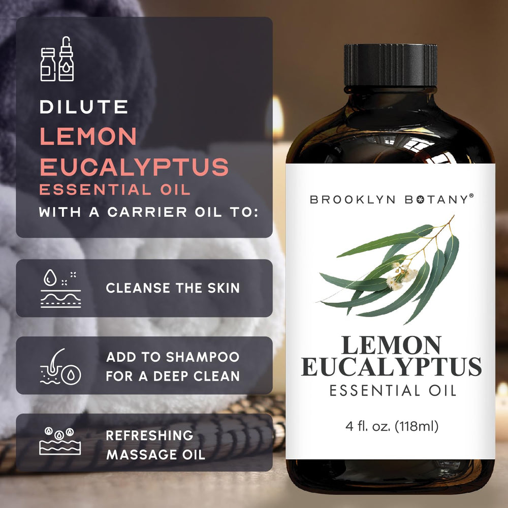 Brooklyn Botany Lemon Eucalyptus Oil blends well with cedarwood and lavender