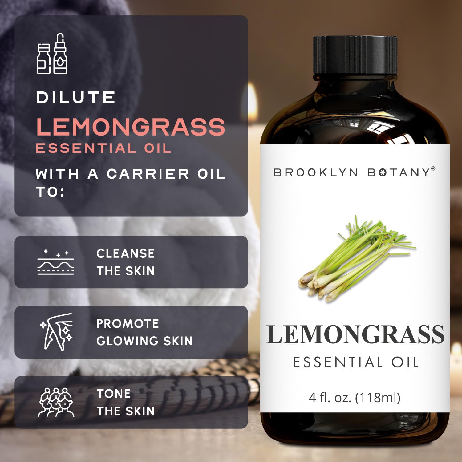Brooklyn Botany Lemongrass Oil blend-friendly image shows compatibility with other oils.