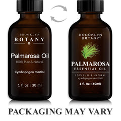 Brooklyn Botany Palmarosa amber glass bottle protects oil from light.