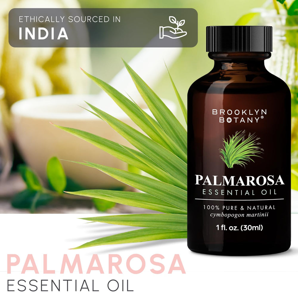Brooklyn Botany Palmarosa USA-bottled packaging highlights domestic bottling.