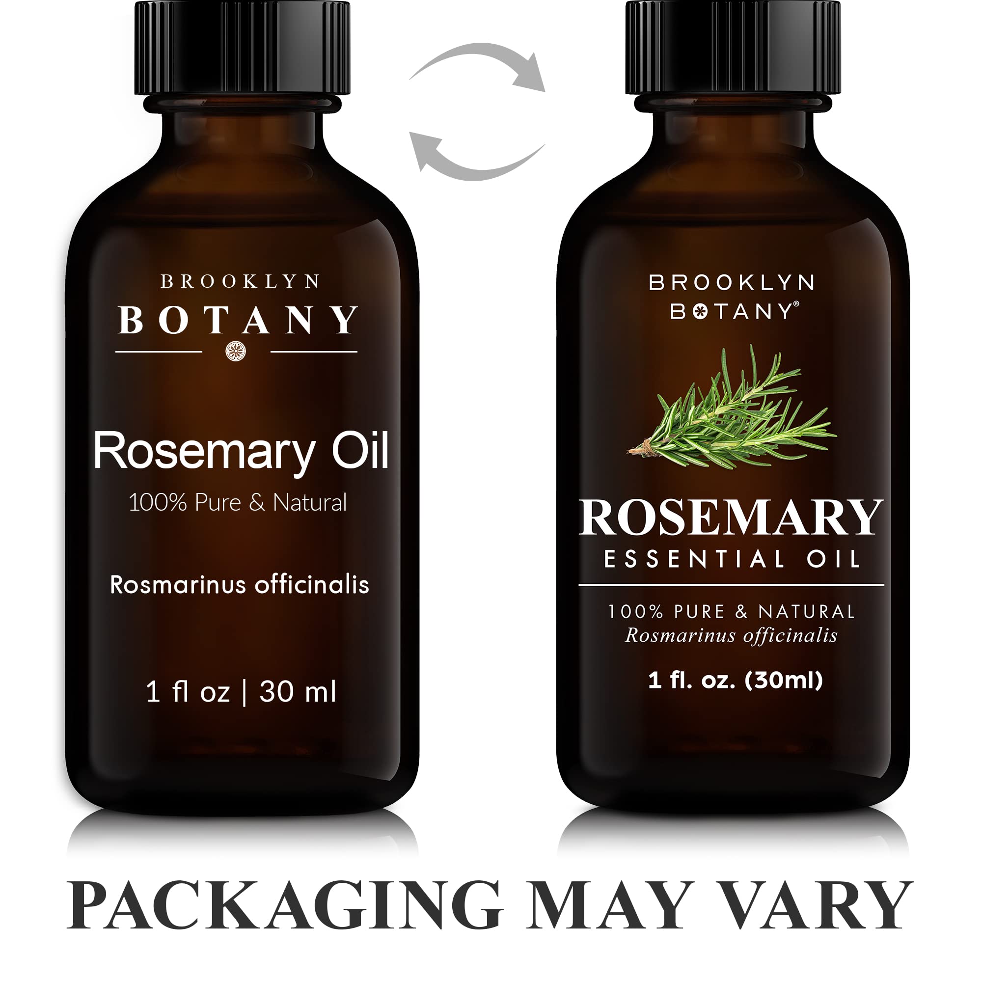 Brooklyn Botany Rosemary amber glass bottle protects potency from UV rays.