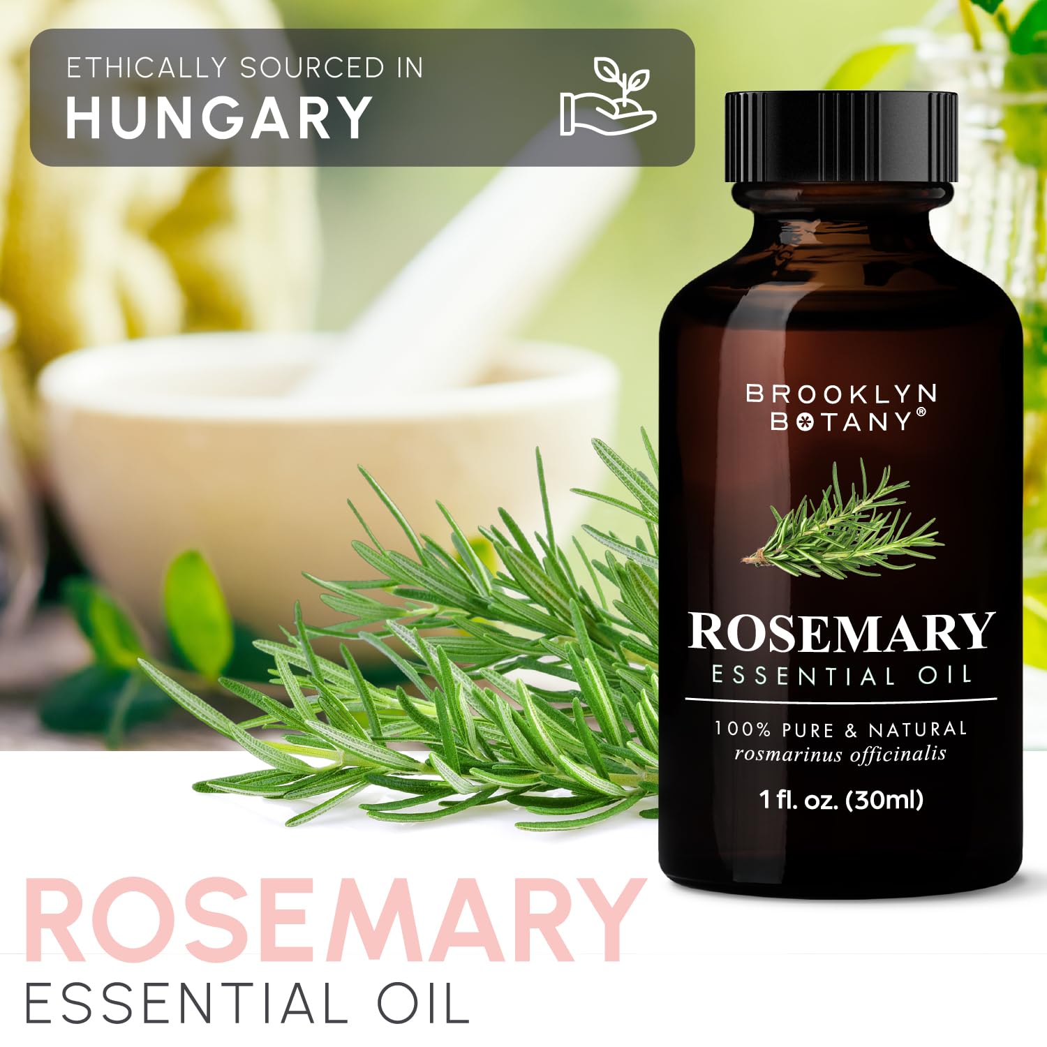 Brooklyn Botany Rosemary bottle in use during massage or spa routines.
