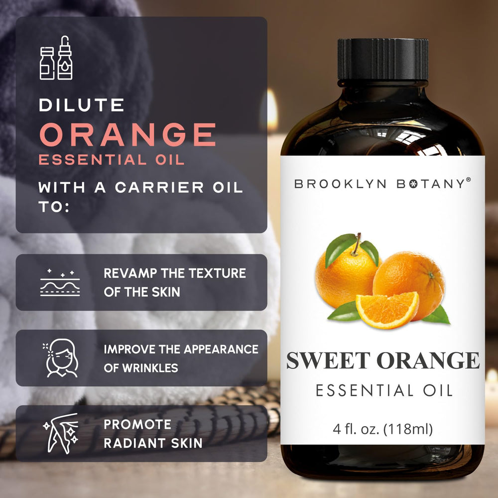 Brooklyn Botany Sweet Orange Bottle; UV-protected amber glass preserves freshness.