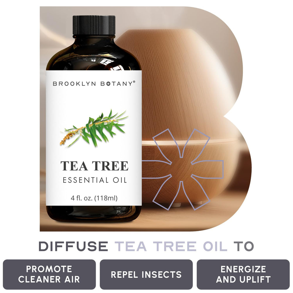 Brooklyn Botany Tea Tree Oil blends well with Bergamot, Lavender, Eucalyptus.