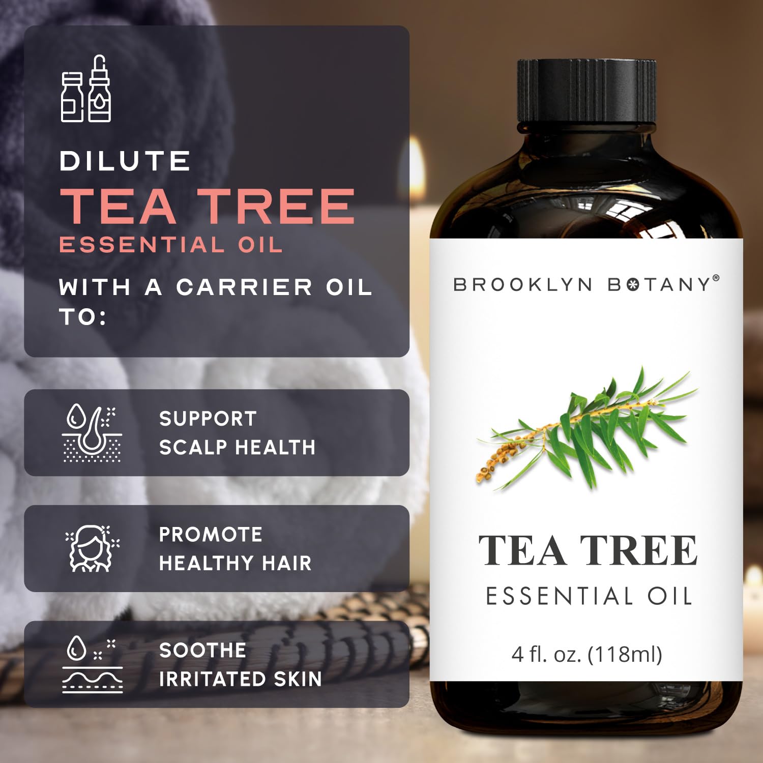 Brooklyn Botany Tea Tree Oil made in USA and bottled with care.