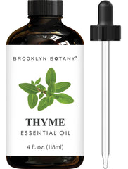 Brooklyn Botany Thyme oil bottle in amber glass preserves potency and aroma.