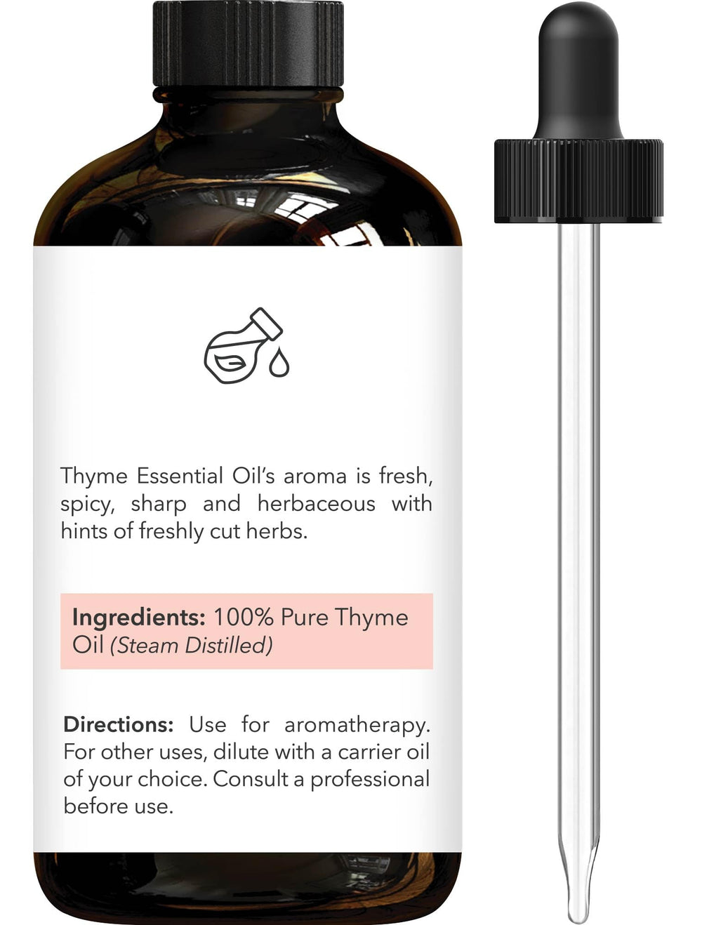 Brooklyn Botany Thyme oil dropper cap enables precise diffusion.
