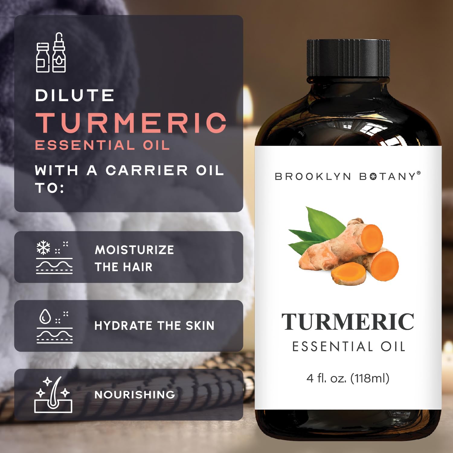 Brooklyn Botany Turmeric Oil blended with other oils for aroma enhancements.