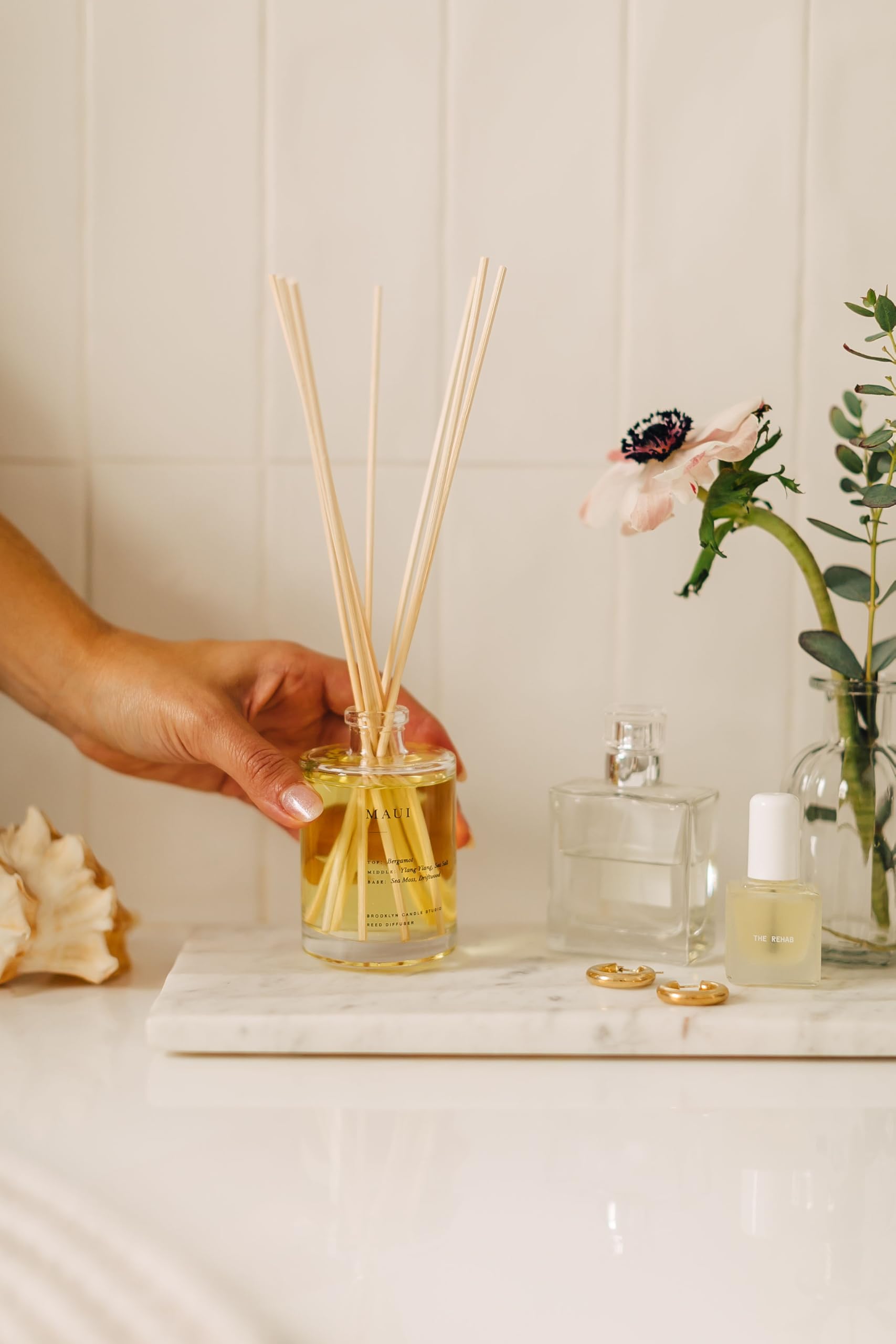 Packaging for Brooklyn Candle Studio Santorini reed diffuser ready for gifting