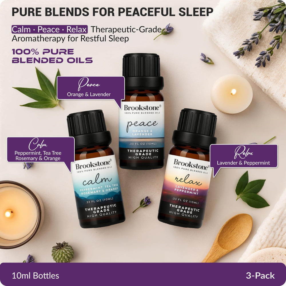 Brookstone Sleep Calm bottle with rosemary and orange notes for relaxation
