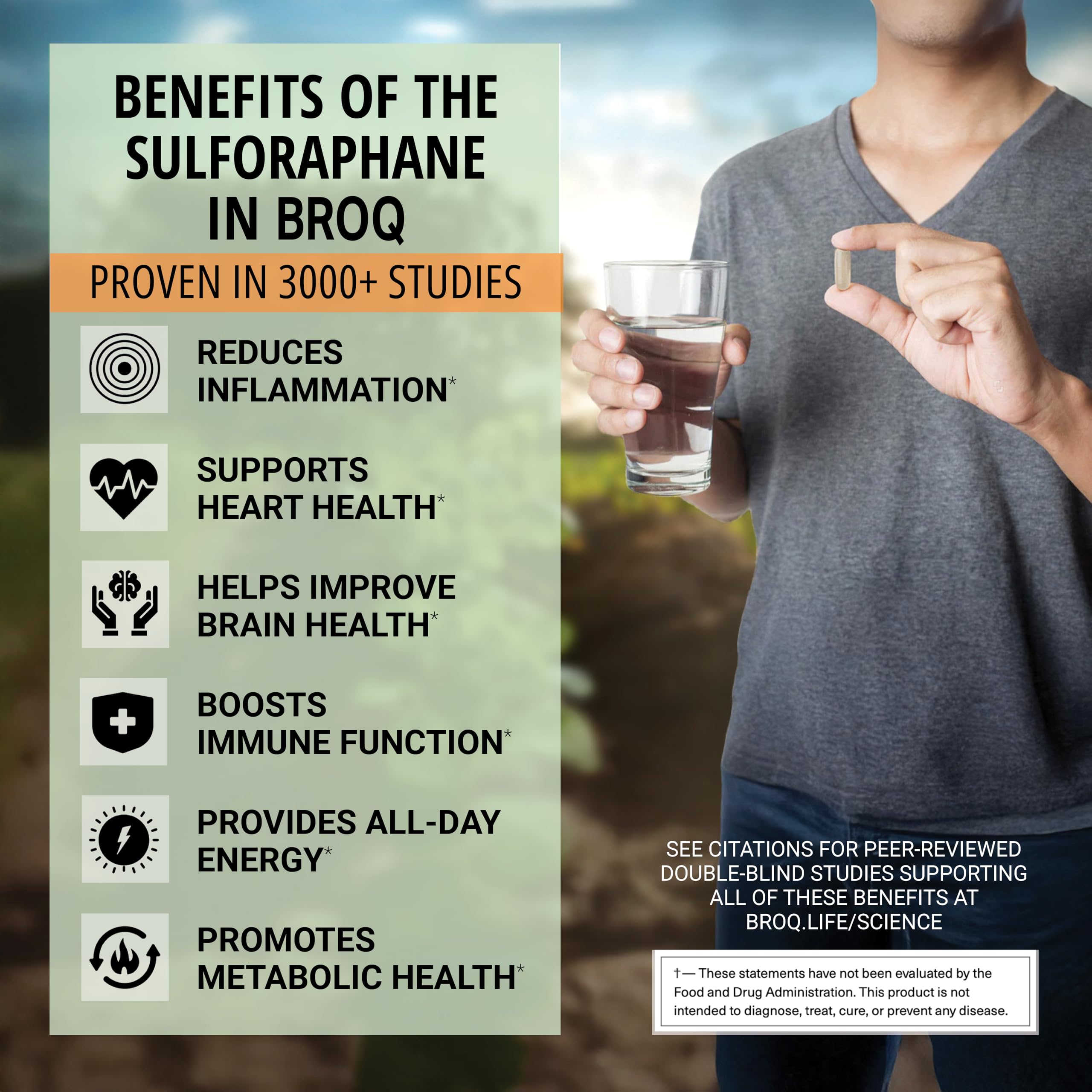 BROQ sulforaphane pouring capsules for convenient daily use