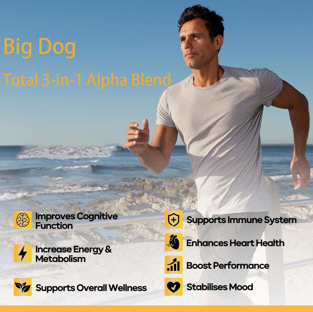 Bruiseweed Big Dog 3-in-1 Total Alpha shelf-pack image, one-month supply.