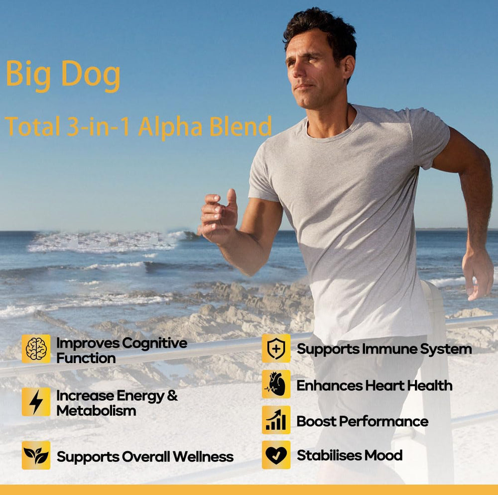 Bruiseweed Big Dog 3-in-1 Total Alpha shelf-pack image, one-month supply.