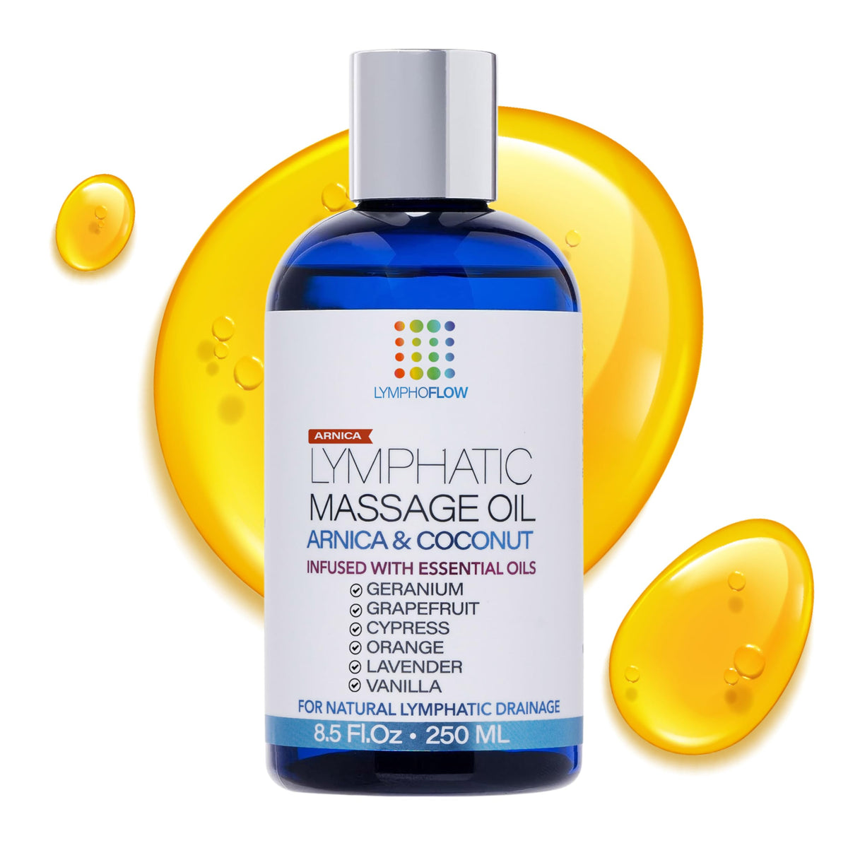 Bruizex Lymphatic Drainage Oil bottle with Arnica and coconut for post-surgery recovery support