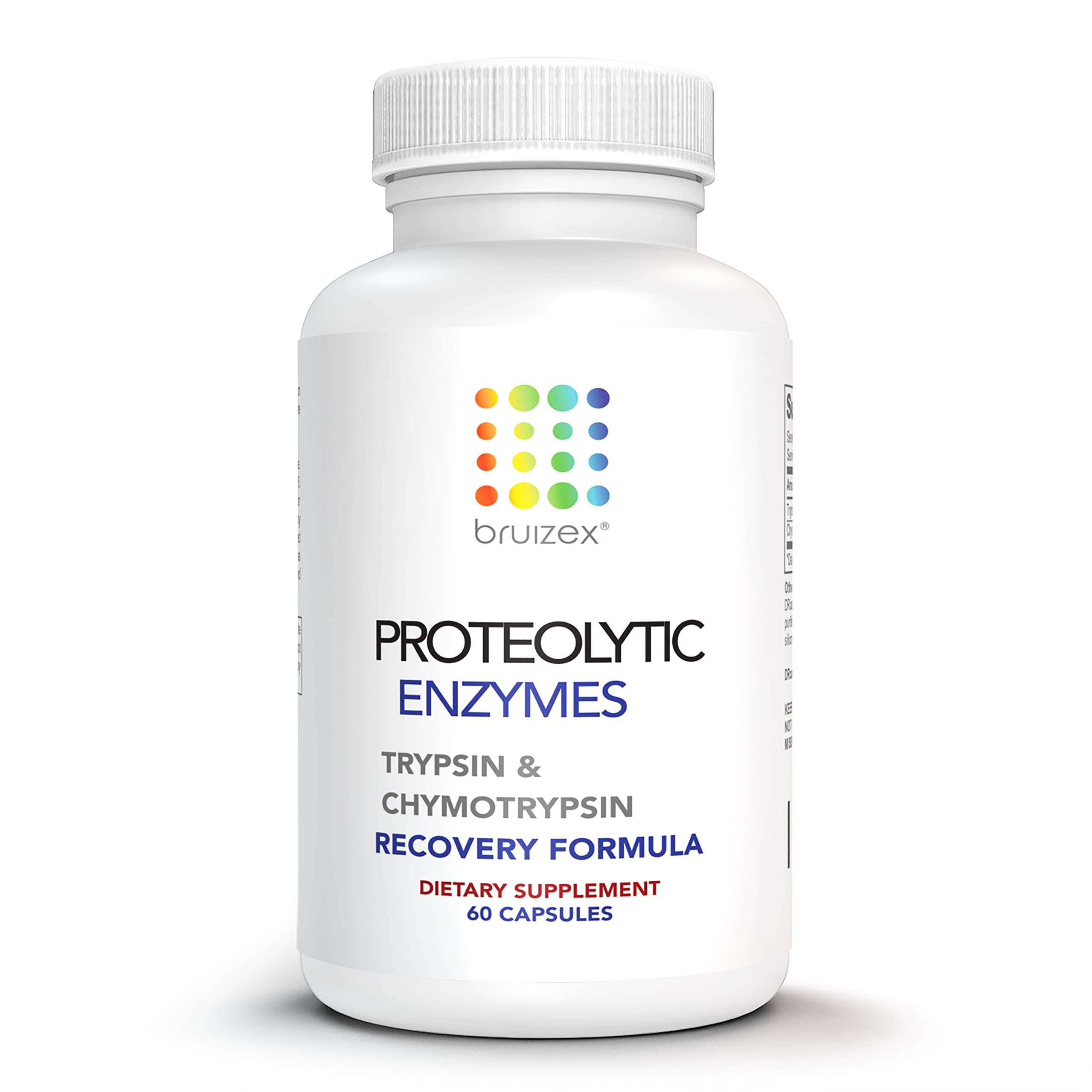 Bruizex Proteolytic Enzymes bottle front view highlighting recovery support