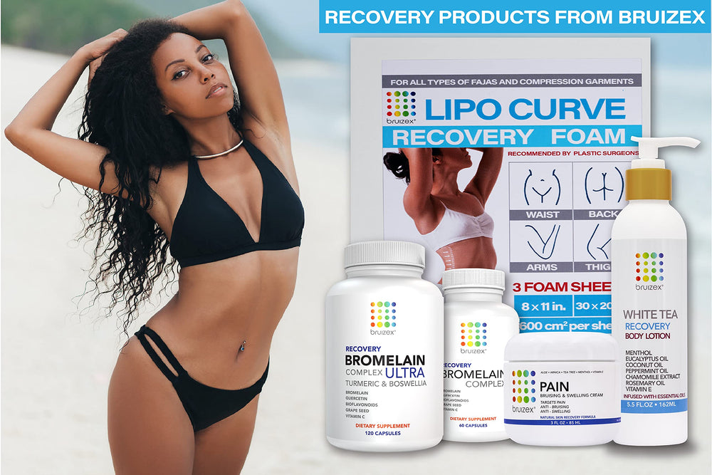 Bruizex box shown beside anti-bruising gels and scar care products.