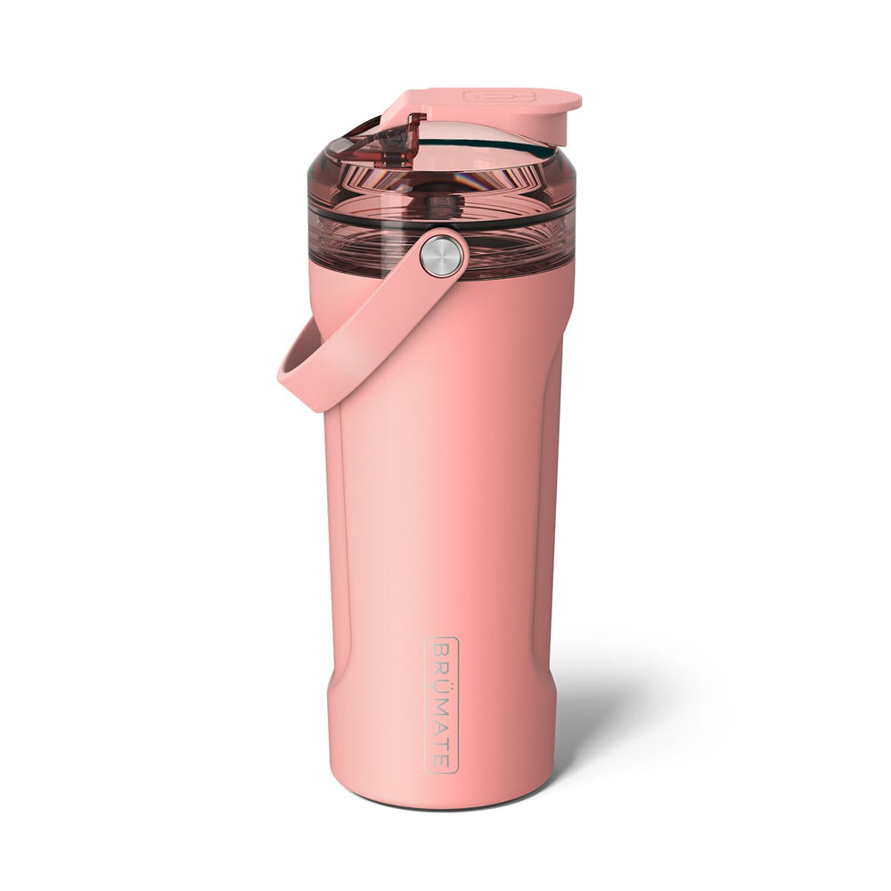 BrüMate MultiShaker 26oz side view in guava, durable stainless steel for workouts.