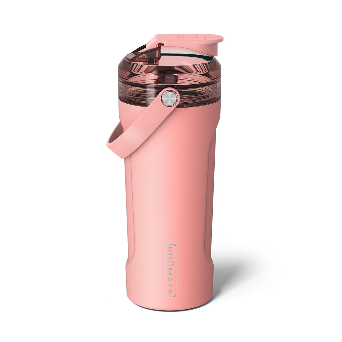 BrüMate MultiShaker 26oz side view in guava, durable stainless steel for workouts.