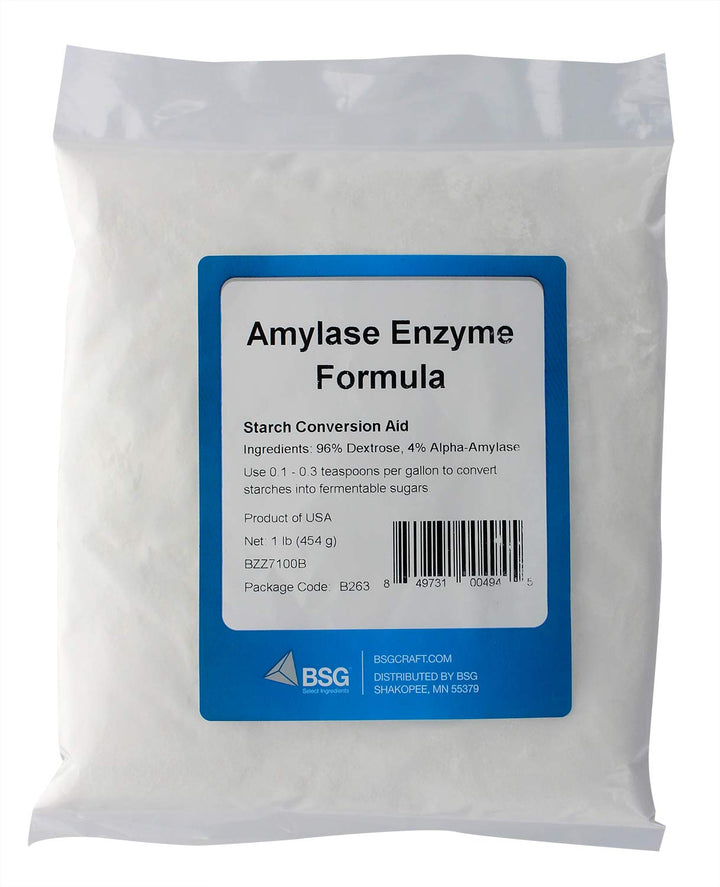 BSG Amylase Enzyme Formula 1 lb pack shot showing packaging for easy starch processing