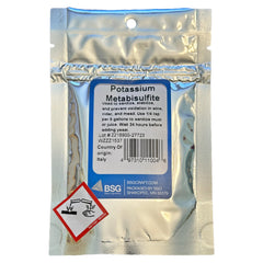 BSG HandCraft potassium metabisulfite powder bottle ready for wine preservation and SO2 protection.