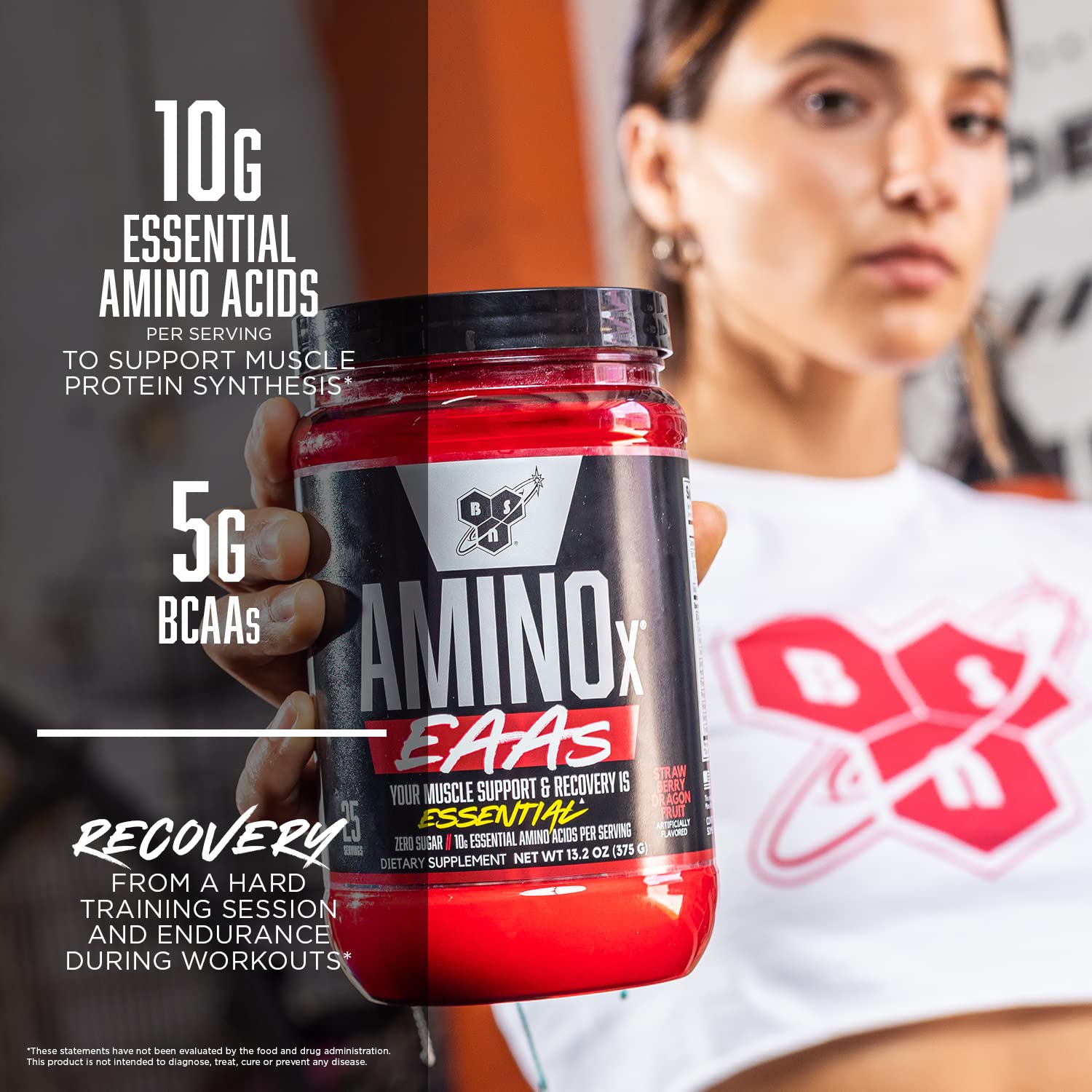 BSN Amino X EAAs label-flavor highlights zero sugar and caffeine-free formula.