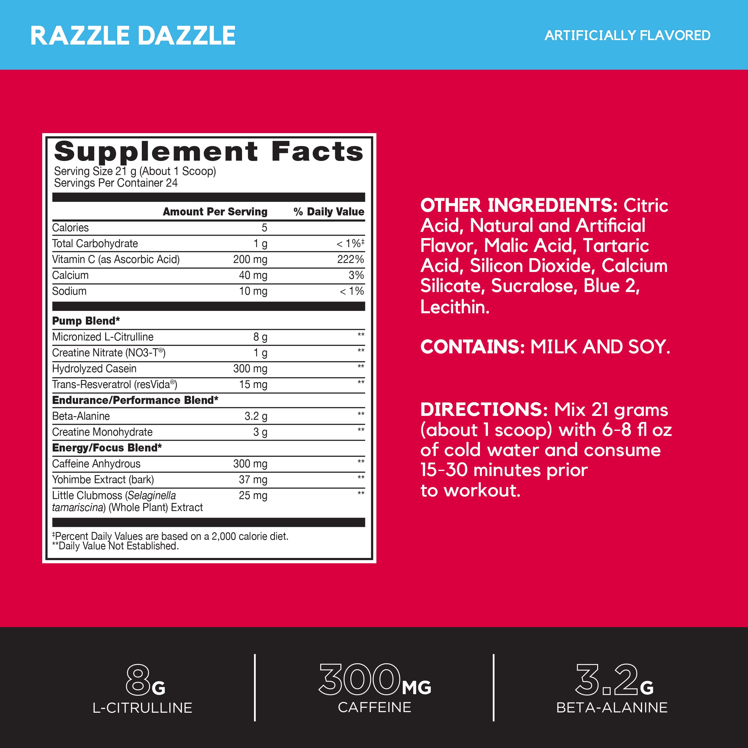 Close-up ingredient label with citrulline and NO3-T in VASO
