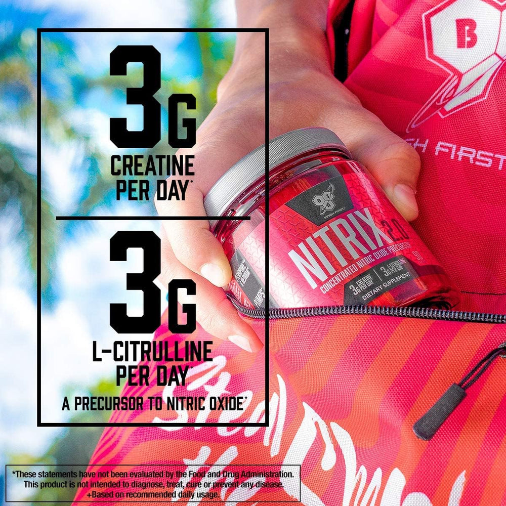 BSN Nitrix 2.0 label shows 90 tablets and 30 servings.