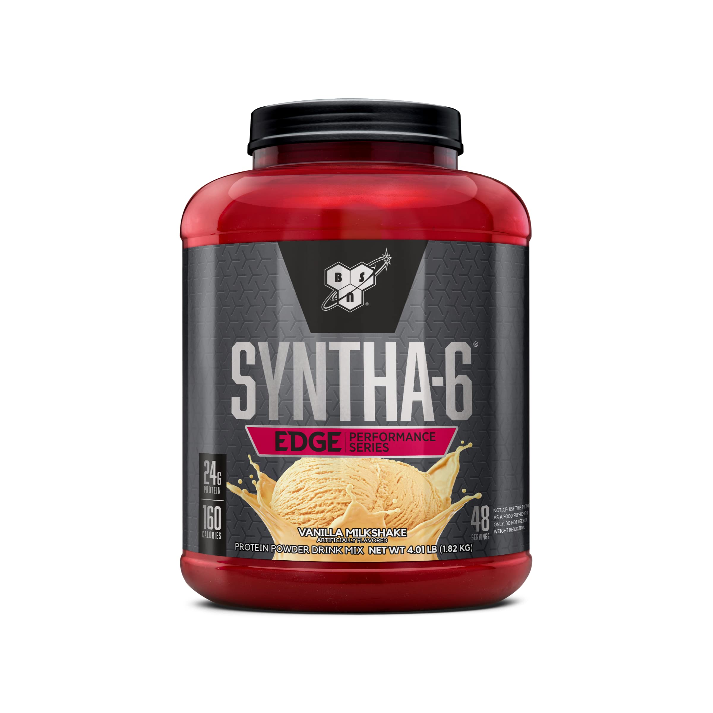 BSN SYNTHA-6 Edge Vanilla bottle pour highlights creamy texture for recovery