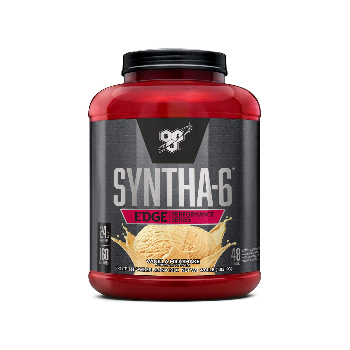 BSN SYNTHA-6 Edge Vanilla bottle pour highlights creamy texture for recovery