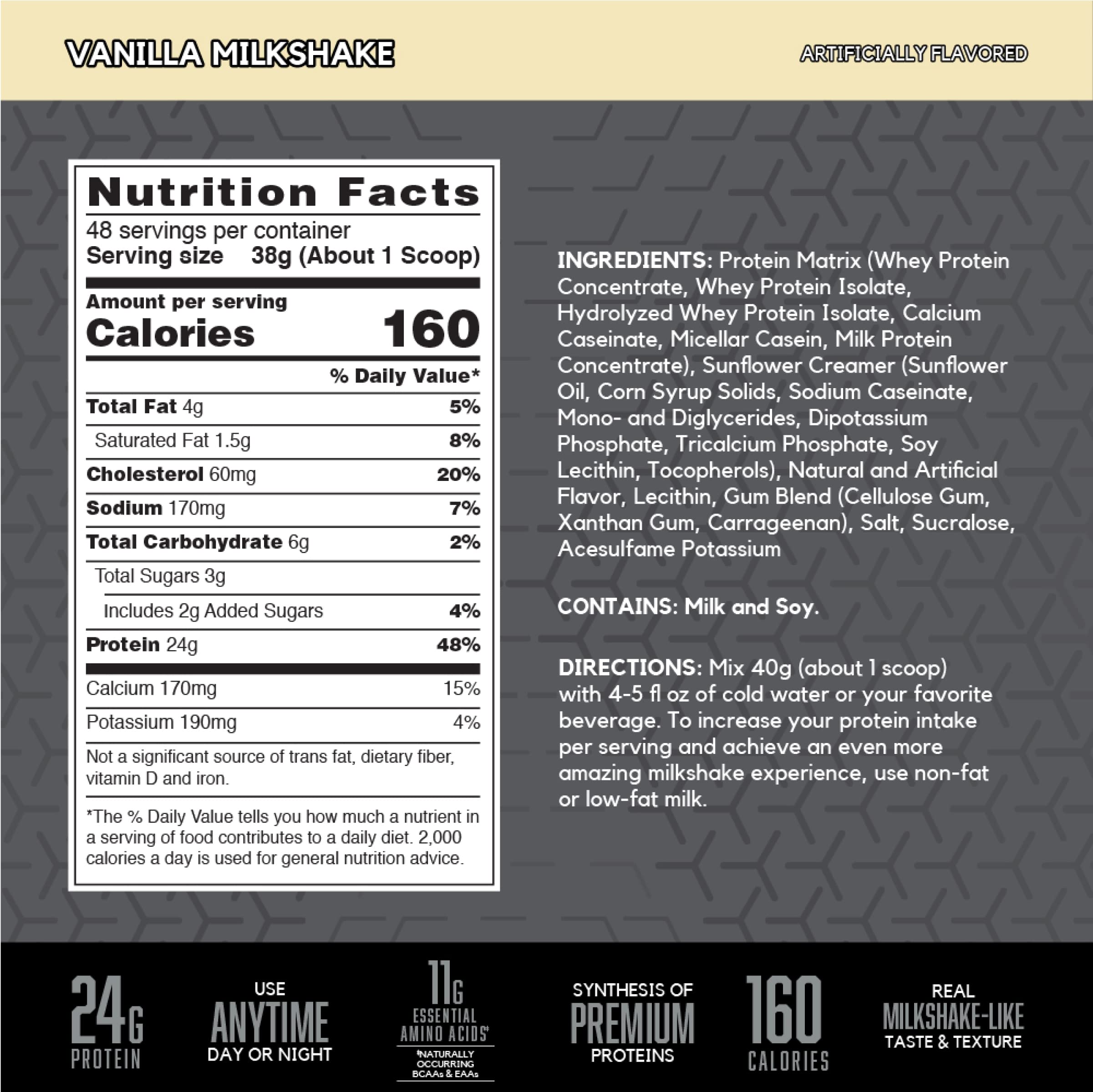 BSN SYNTHA-6 Edge Vanilla shake in glass shows smooth, milkshake-like consistency
