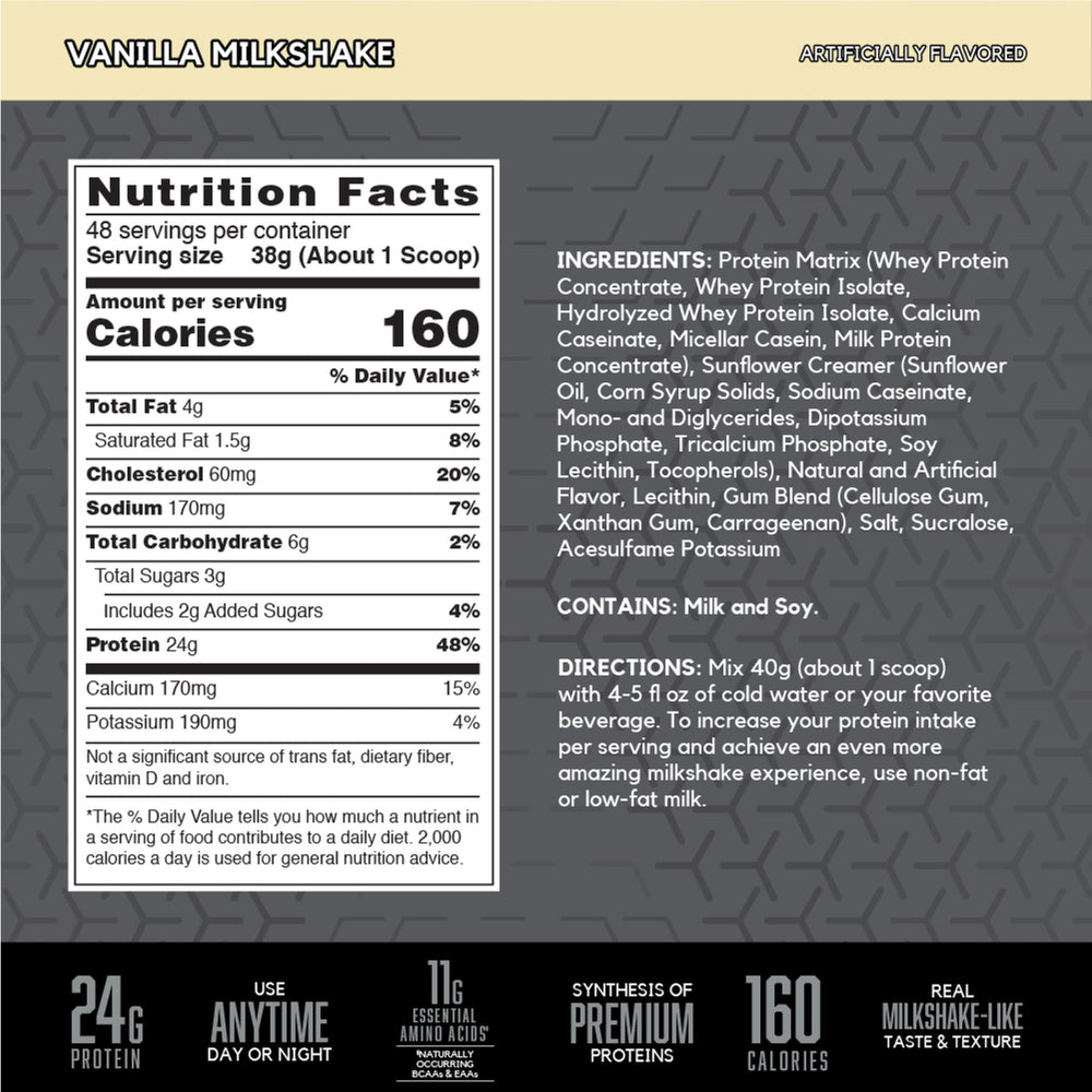 BSN SYNTHA-6 Edge Vanilla shake in glass shows smooth, milkshake-like consistency