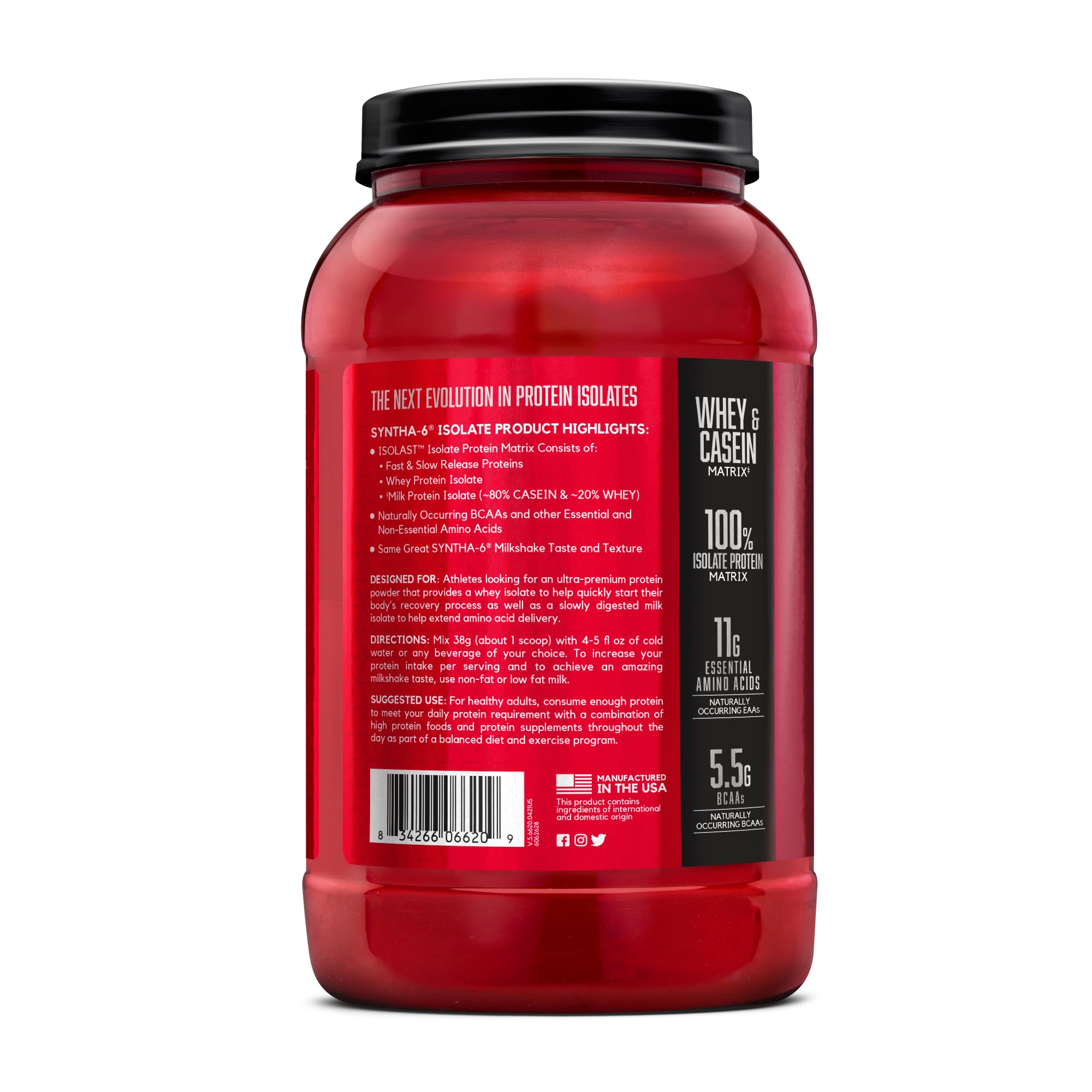 BSN SYNTHA-6 ISOLATE milkshake texture conveys creamy satisfaction.