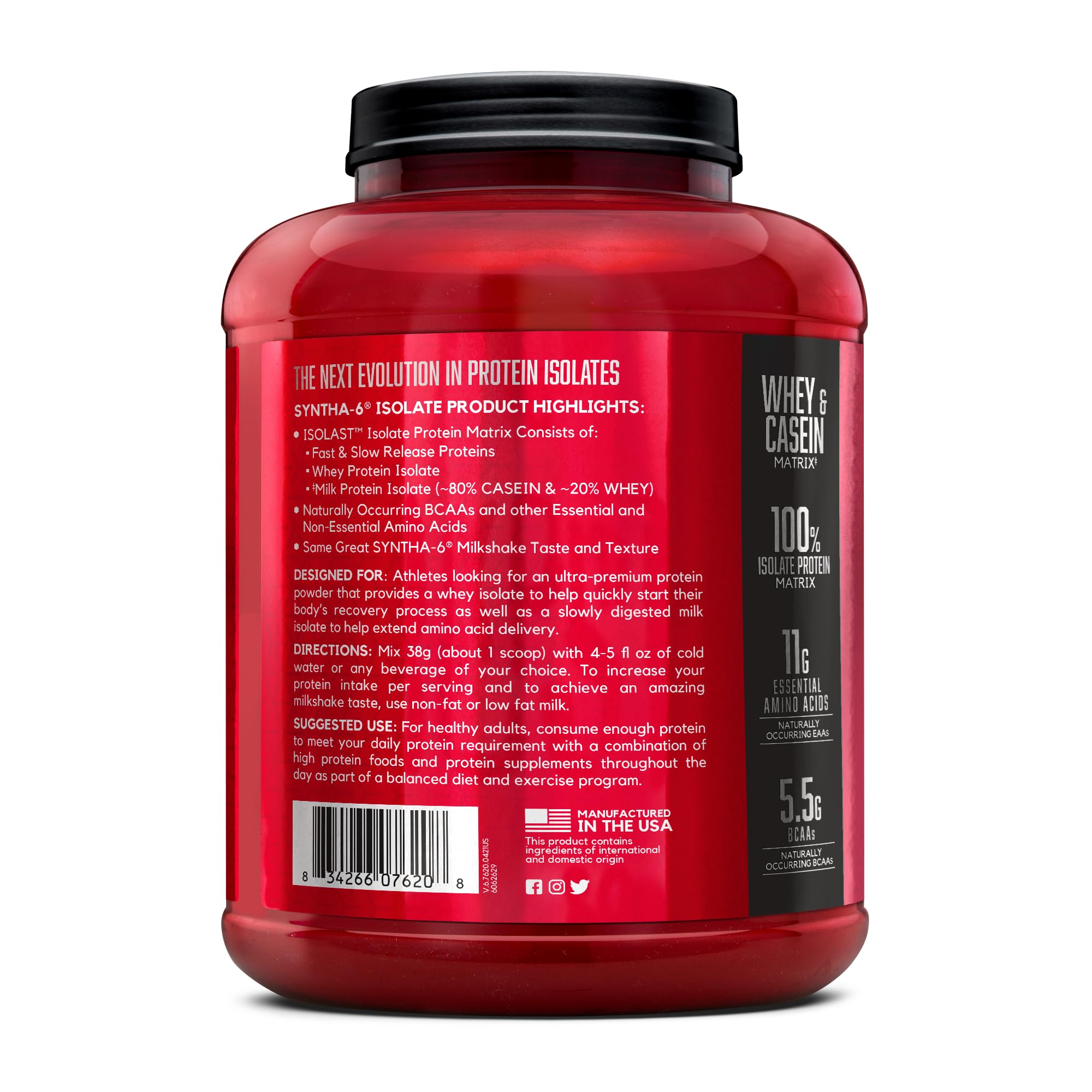 BSN SYNTHA-6 ISOLATE packaging image, 48 servings ready-to-use protein powder.