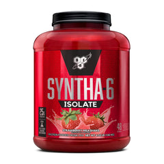 BSN SYNTHA-6 ISOLATE strawberry milkshake bottle front, premium post-workout protein option.