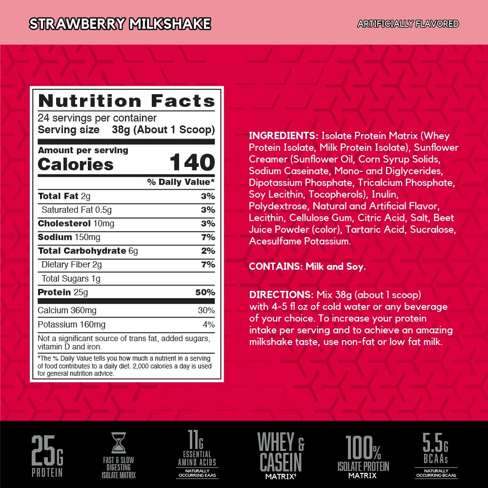 BSN SYNTHA-6 ISOLATE strawberry milkshake glass, creamy shake ready to enjoy.