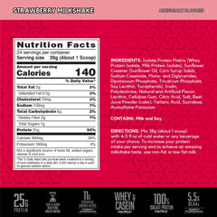 BSN SYNTHA-6 ISOLATE strawberry milkshake glass, creamy shake ready to enjoy.