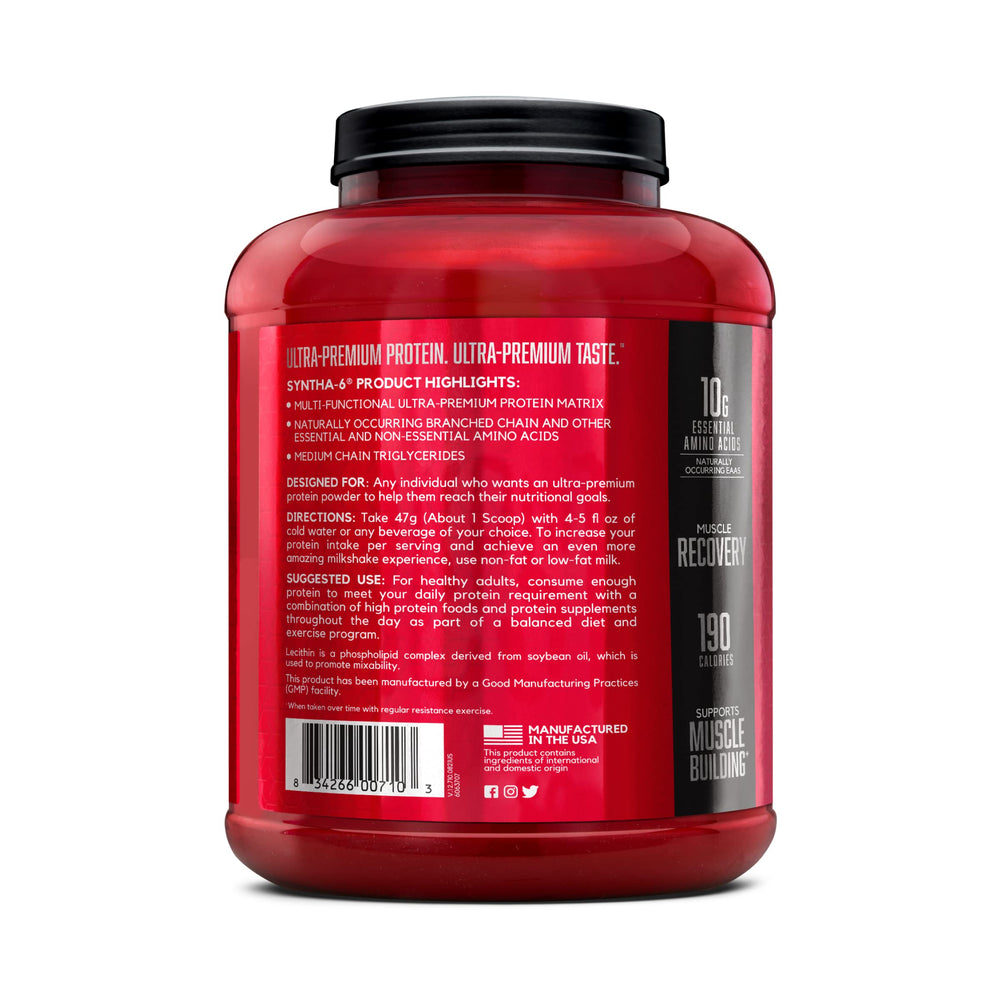 BSN SYNTHA-6 nutrition facts label with clear details