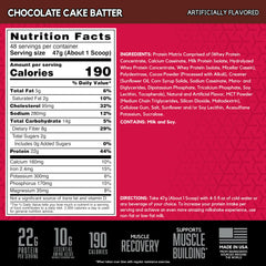 Nutrition panel close-up highlights the multi-protein blend.