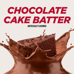 Scoop in a glass of shake shows rich flavor and 22g protein per serving.