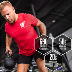 Front view of BSN TRUE-MASS container highlighting the mass gainer