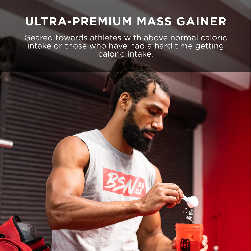 BSN TRUE-MASS being mixed to create a smooth milkshake-like texture