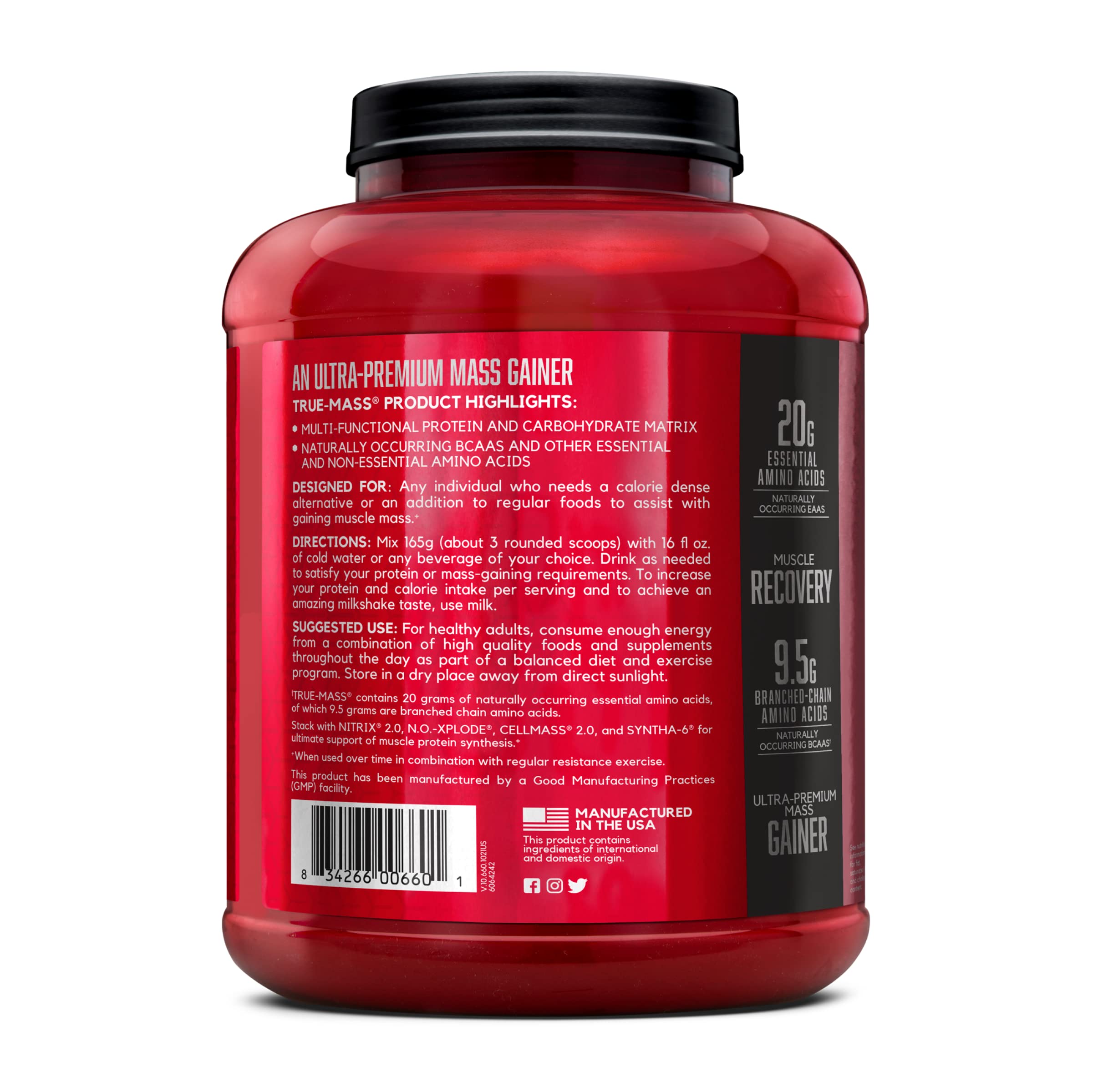 BSN TRUE-MASS tub in retail packaging for convenient at-home use