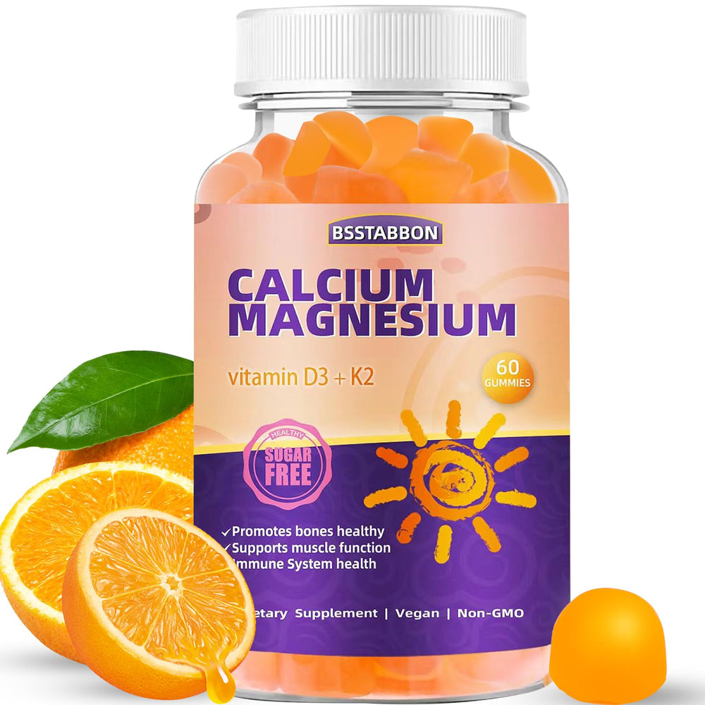 BSSTABBON calcium magnesium gummies orange flavor for easy daily mineral intake and bone support.